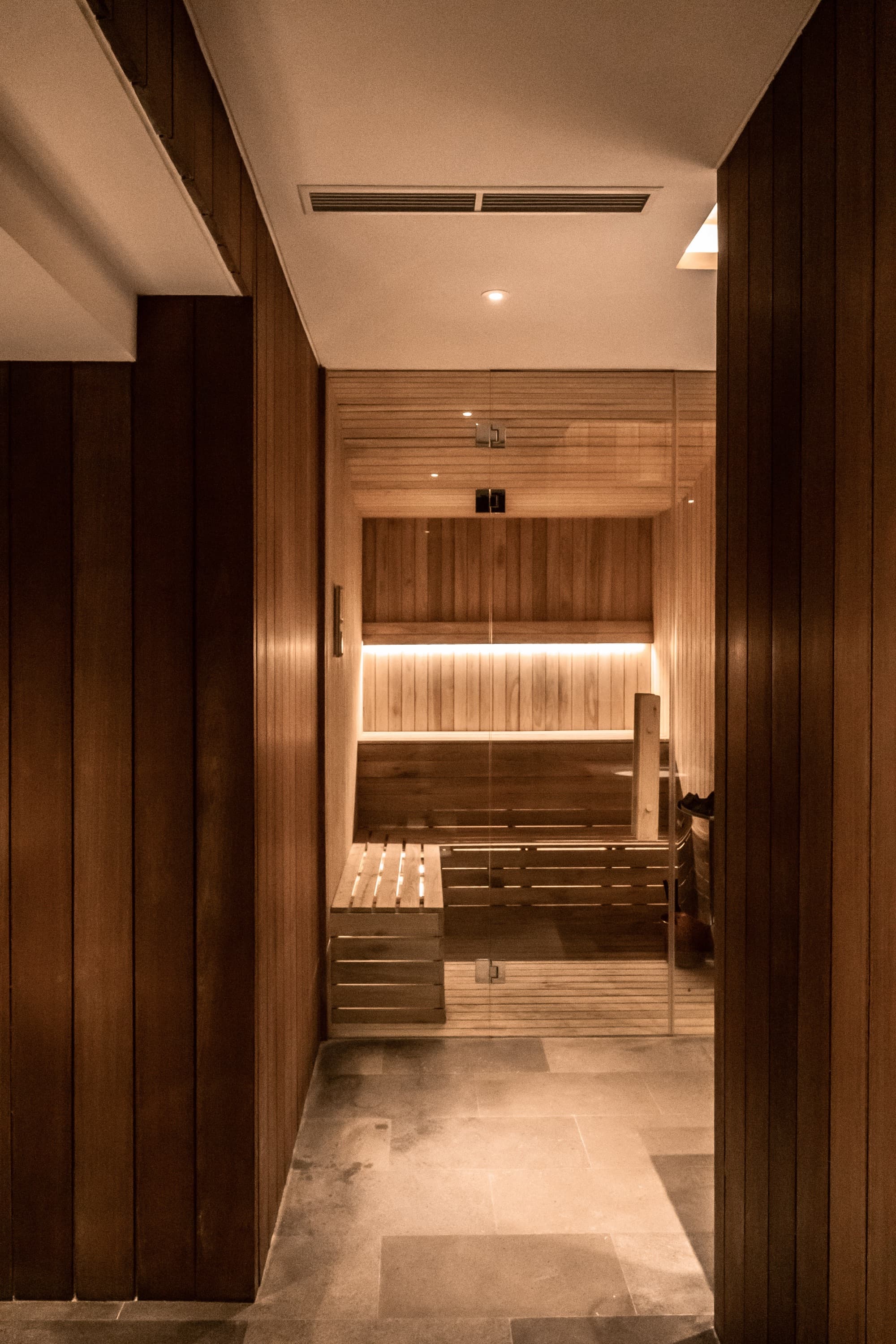 The timber-lined Finnish sauna