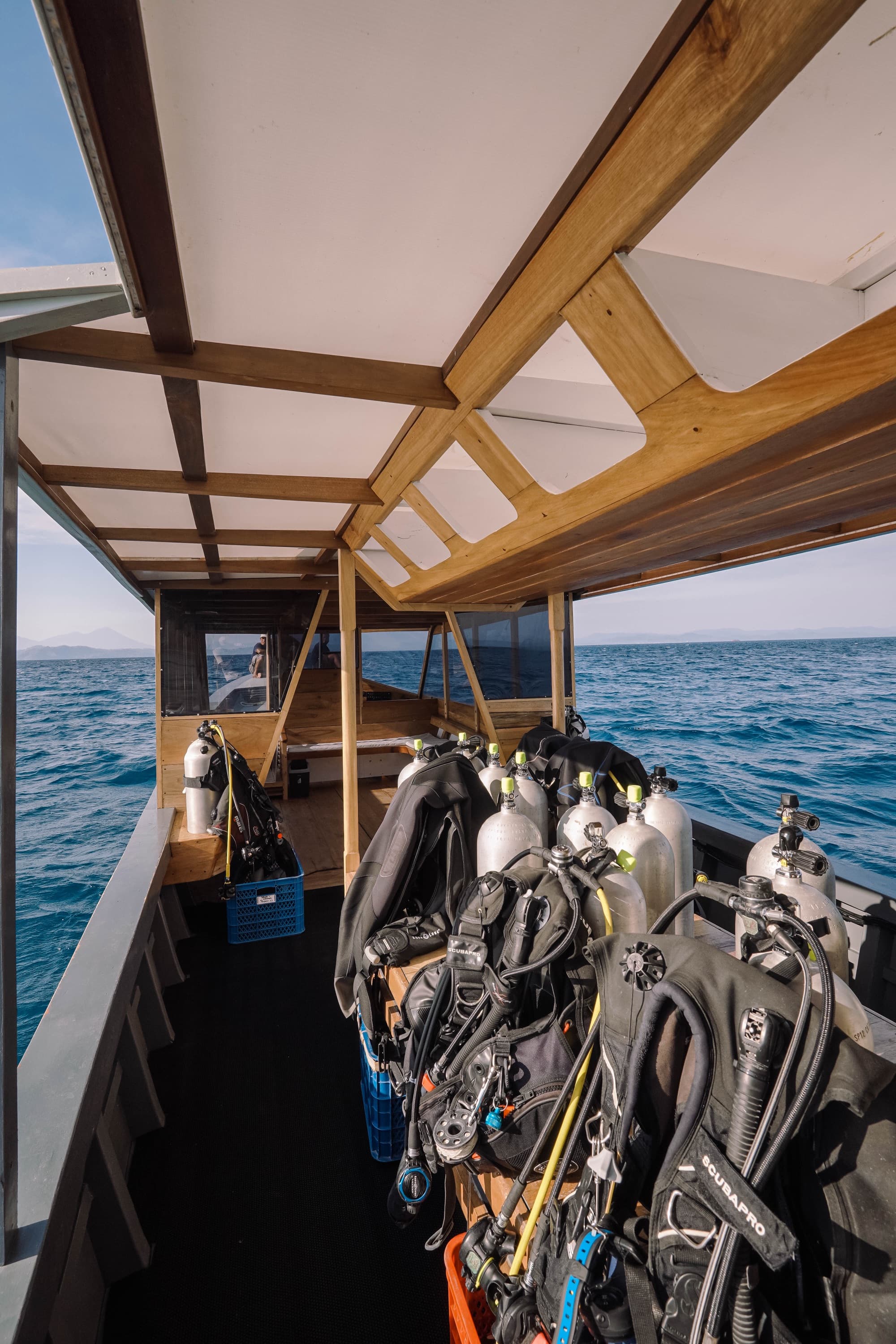 A Coral Eye dive boat built by local carpenters, Bangka Island