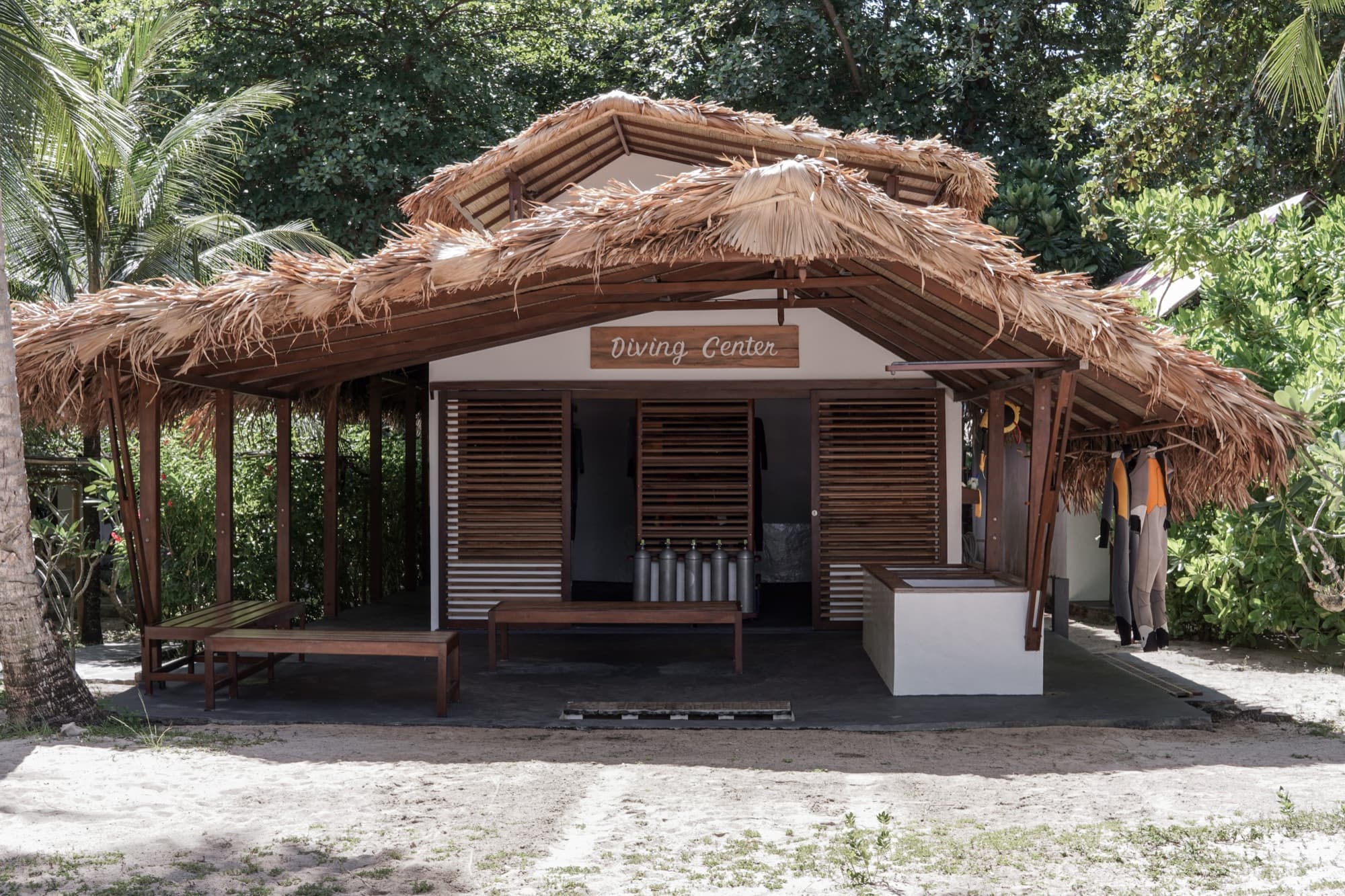 The PADI 5-Star dive centre at Coral Eye, Bangka Island