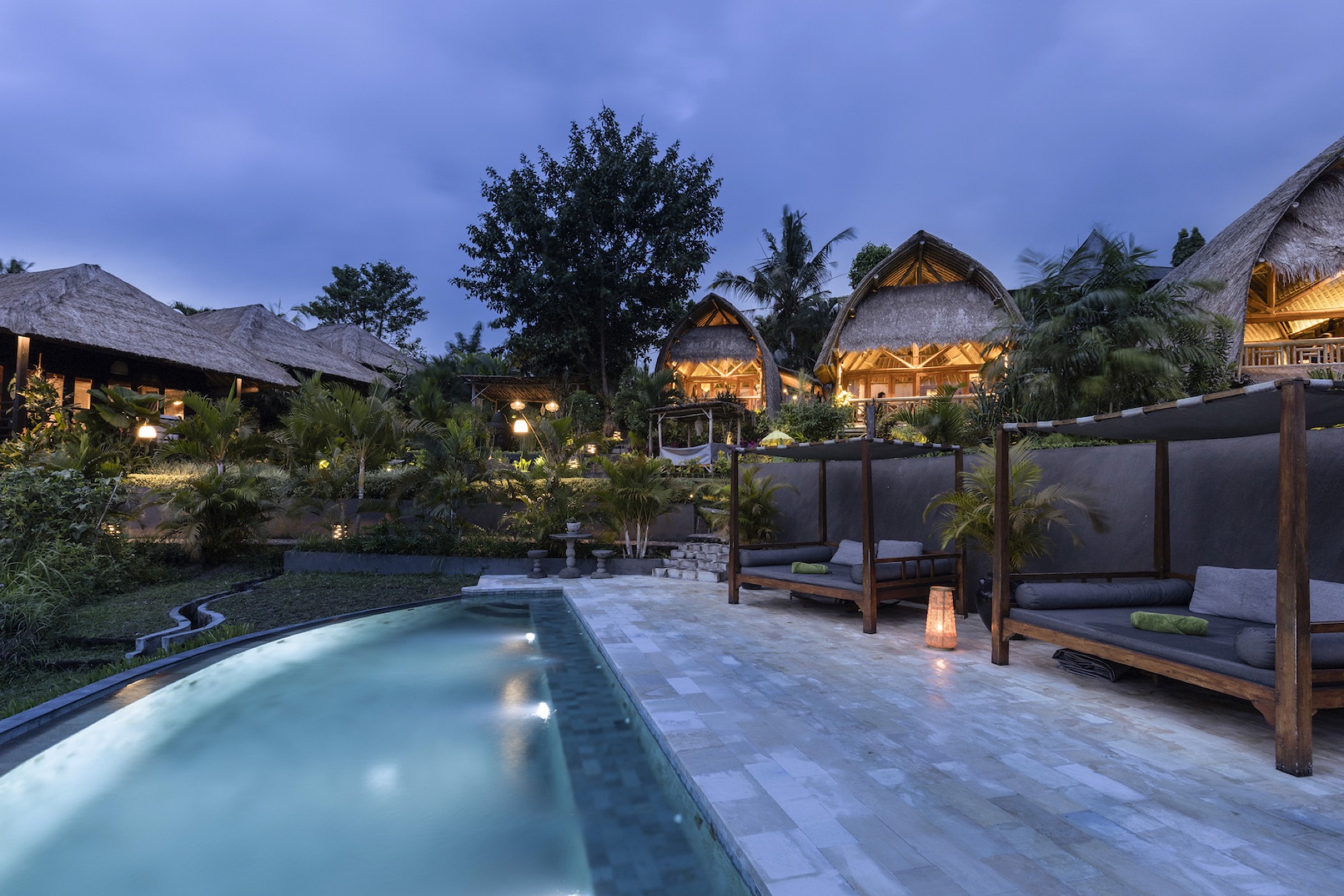 Second infinity pool with Mount Agung in the background at Samanvaya Sidemen