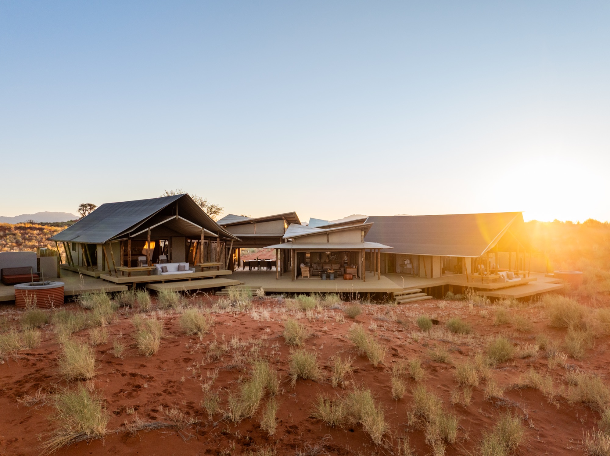 The Family Suite on the red sand at sunrise